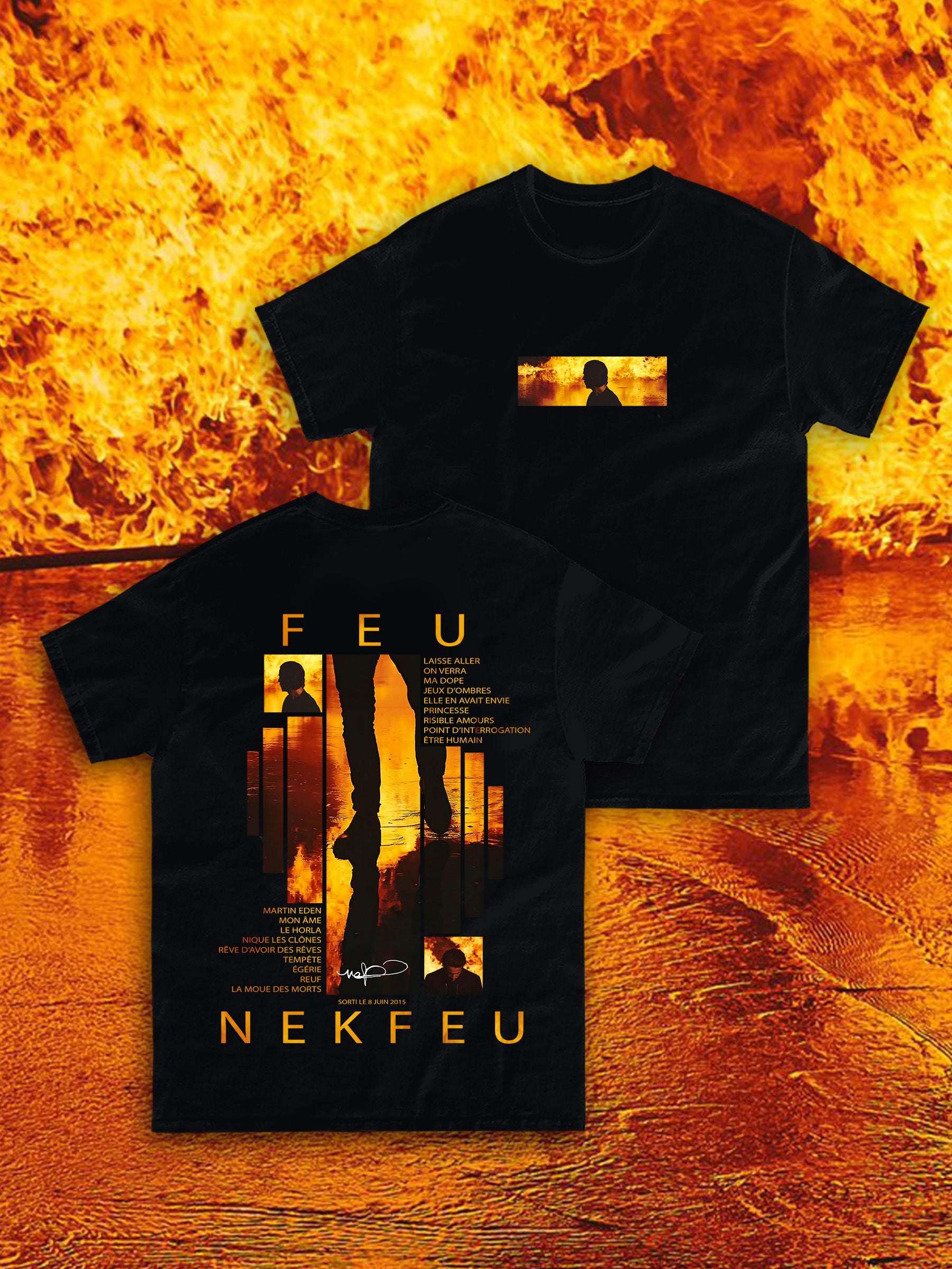 Feu Merch T-shirt FEU en Coton - Style Rap Décontracté – Introvrtee